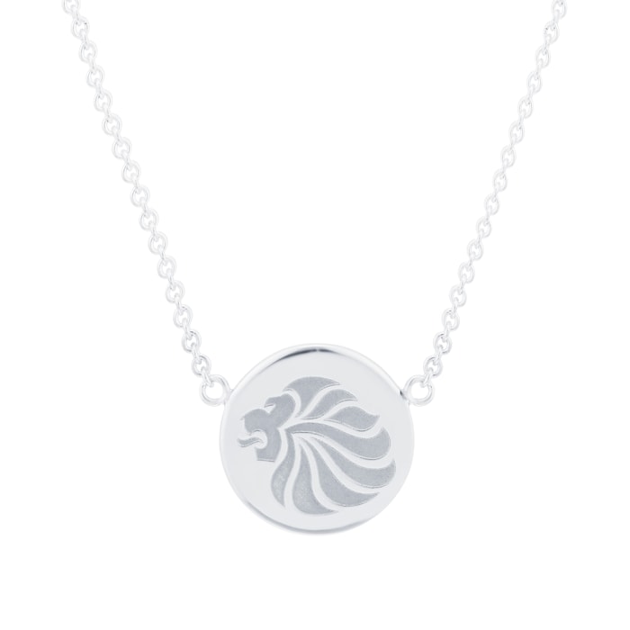 Mappin & Webb Team GB Sterling Silver Disk Pendant. Laser Engraved Lion Head.