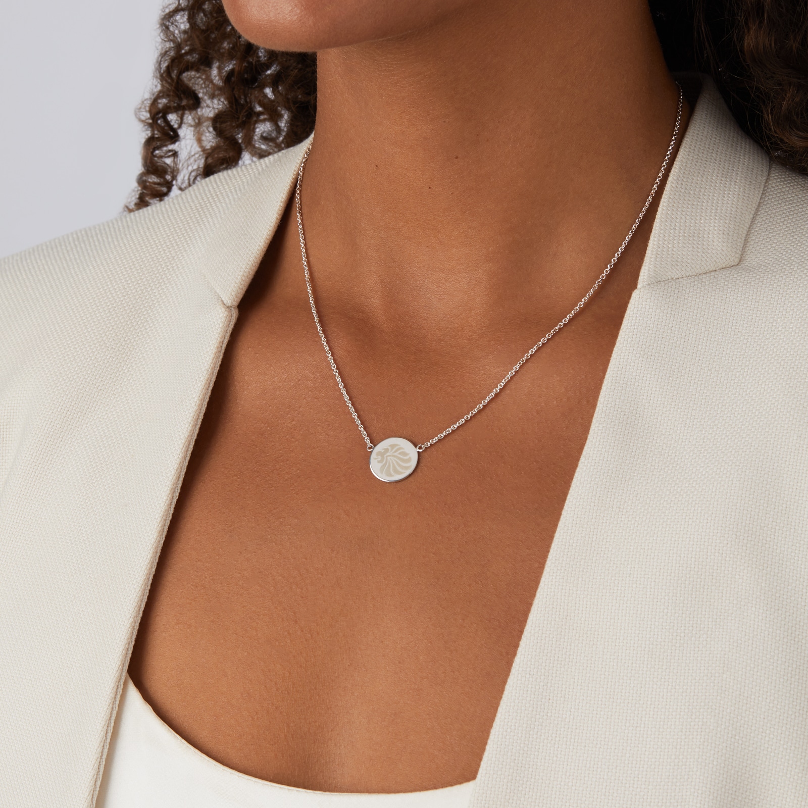 Mappin & Webb Team GB Sterling Silver Disk Pendant. Laser Engraved Lion Head.