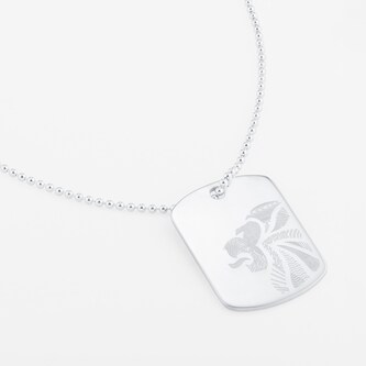 Mappin & Webb Team GB Sterling Silver Dog tag supplied with Ball chain. Laser Engraved Lion Head Illustration Mappin & Webb Team GB Sterling Silver Dog tag supplied with Ball chain. Laser Engraved Lion Head Illustration