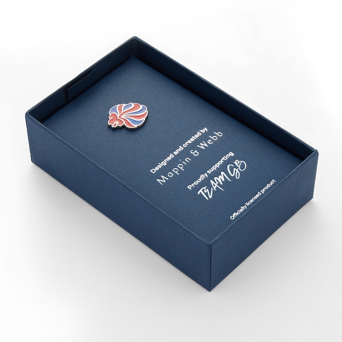 Mappin & Webb Limited Edition Team GB Sterling Silver Pin with Red and Blue Enamel