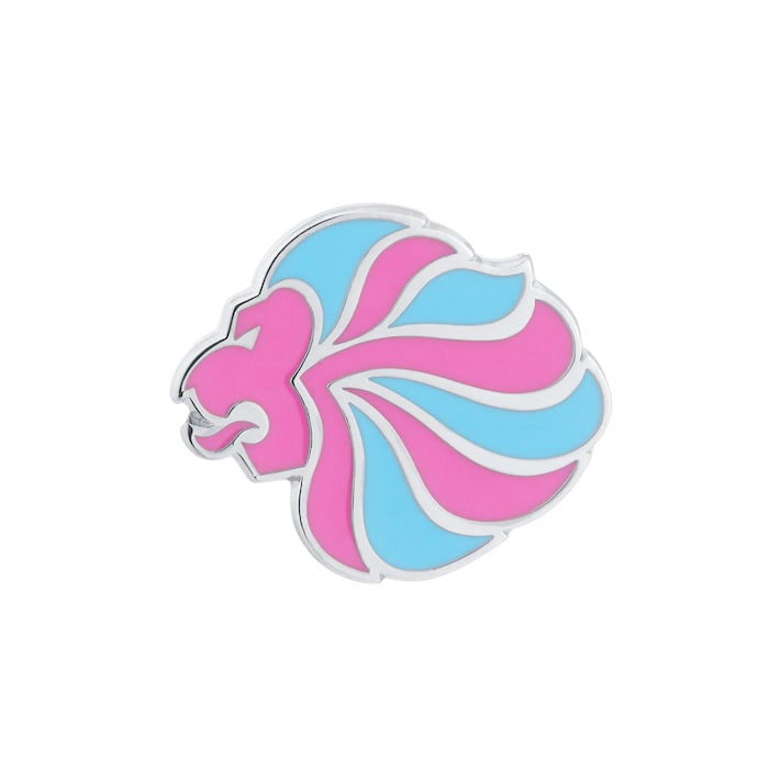 Mappin & Webb Limited Edition Team GB Sterling Silver Pin with Vibrant Pink and Vibrant Blue Enamel