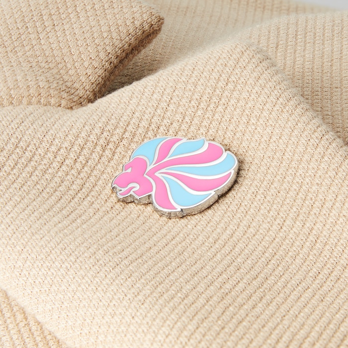 Mappin & Webb Limited Edition Team GB Sterling Silver Pin with Vibrant Pink and Vibrant Blue Enamel