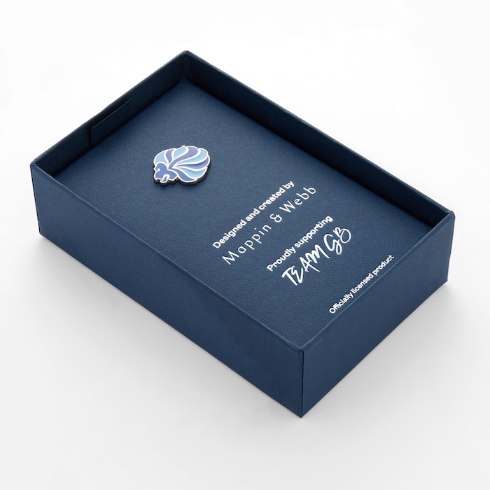 Mappin & Webb Limited Edition Team GB Sterling Silver Pin with Core Blue and Vibrant Blue Enamel