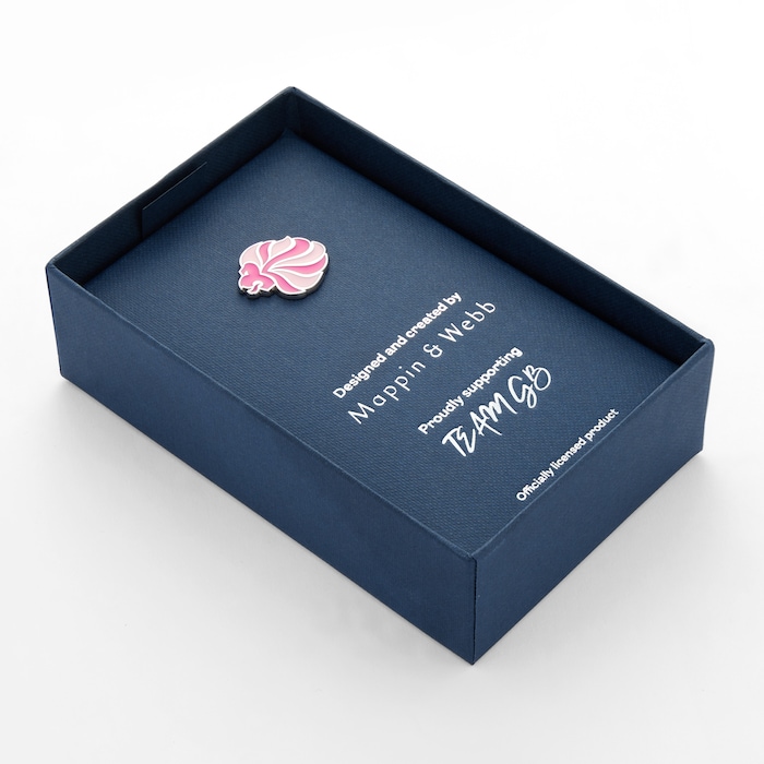 Mappin & Webb Limited Edition Team GB Sterling Silver Pin with Vibrant Pink and Light Pink Enamel