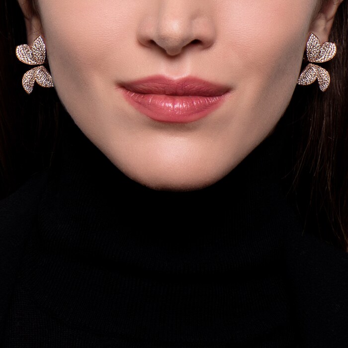 Pasquale Bruni 18k Rose Gold 4.20cttw Diamond Giardini Segreti Stud Earrings