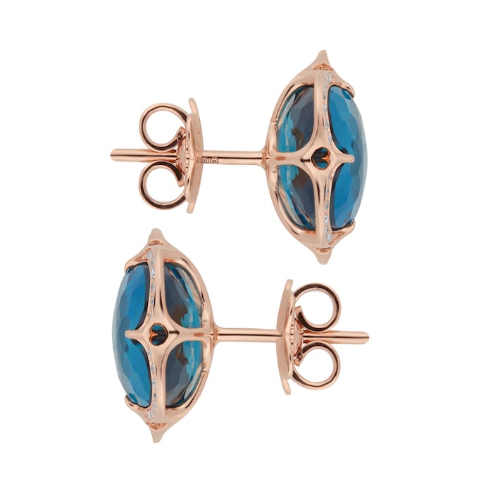 Pasquale Bruni 18k Rose Gold Bon Ton 0.18cttw Diamond London Blue Topaz Stud Earrings