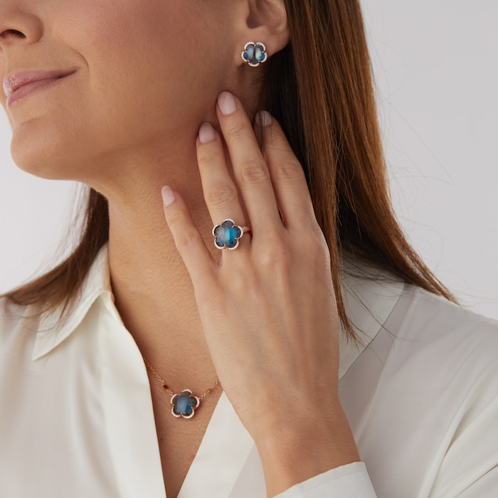 Pasquale Bruni Bon Ton Earrings in 18ct Rose Gold with London Blue Topaz and Diamonds