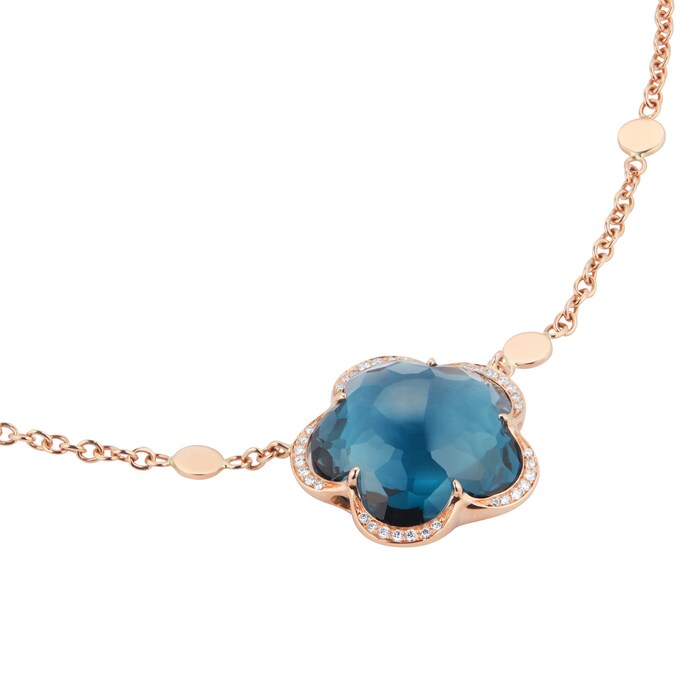 Pasquale Bruni Bon Ton Necklace in 18ct Rose Gold with London Blue Topaz and Diamonds