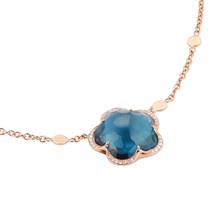 Pasquale Bruni 18ct Rose Gold Bon Ton Necklace With London Blue Topaz