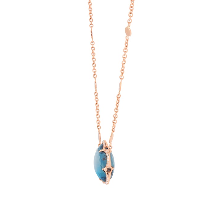 Pasquale Bruni 18k Rose Gold Bon Ton 13.20cttw Blue Topaz and 0.90cttw Diamond Neclace