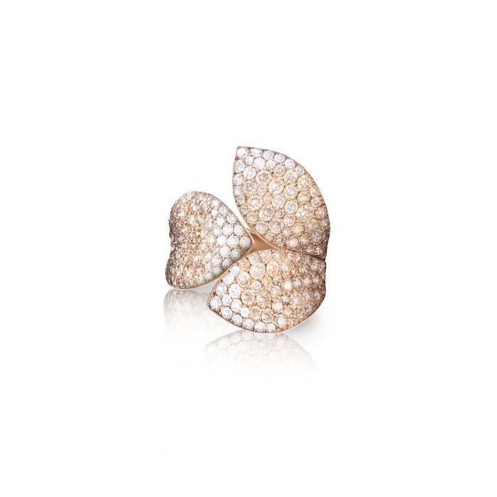 Pasquale Bruni 18k Rose Gold Giardini Segreti 2.35cttw White And Champagne Diamond Ring Size 6.75