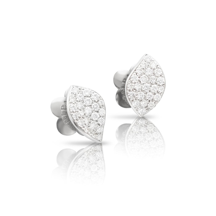 Pasquale Bruni Petit Garden Single Leaf Stud Earrings in 18ct White Gold with Diamonds