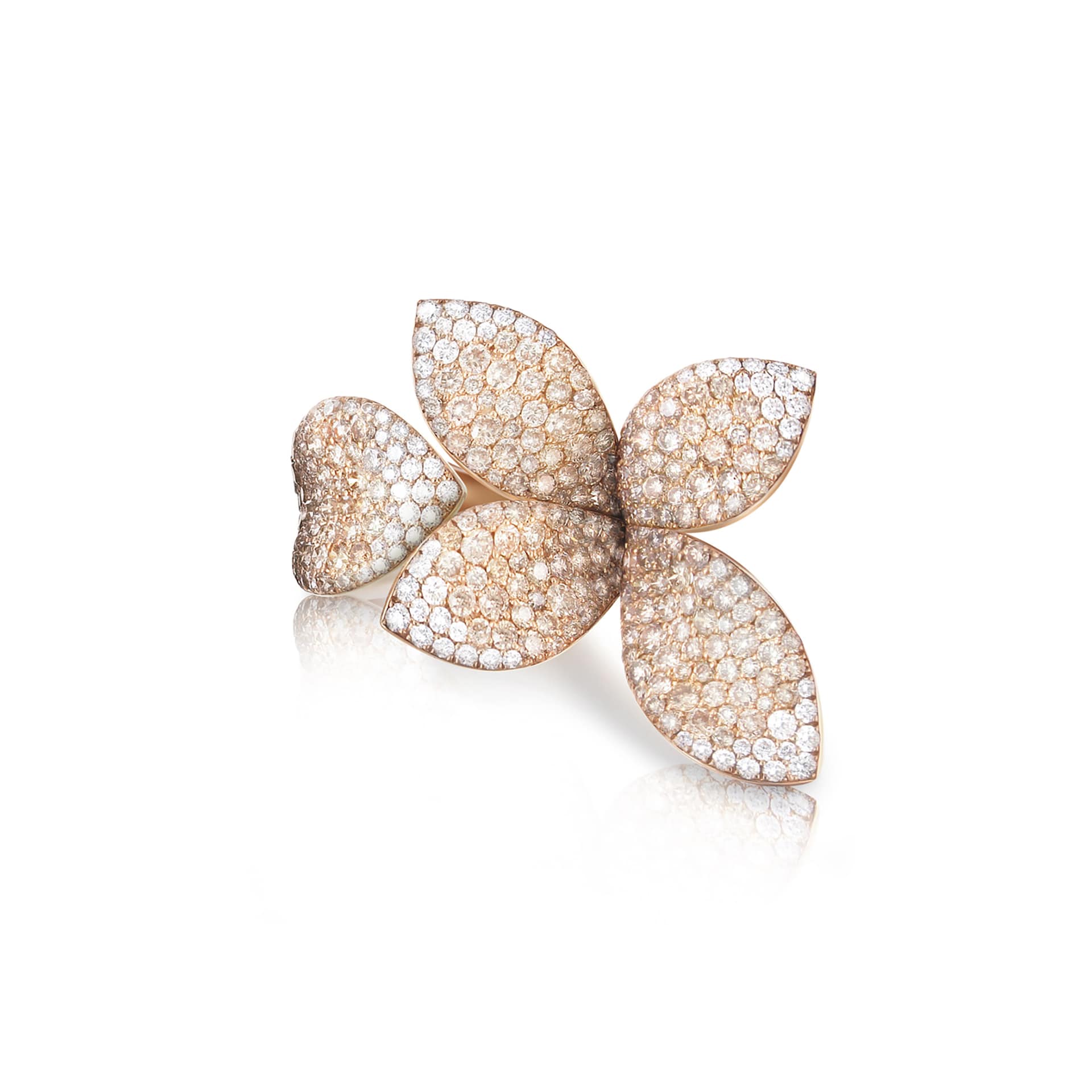 Pasquale Bruni 18k Rose Gold Giardini Segreti 3.19cttw White and Champagne Diamond Ring Size 6.75 Pasquale Bruni 18k Rose Gold Giardini Segreti 3.19cttw White and Champagne Diamond Ring Size 6.75