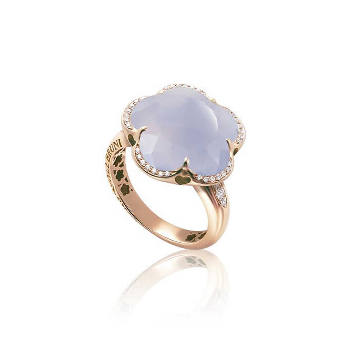 Pasquale Bruni 18k Rose Gold Bon Ton 0.15cttw Diamond and Chalcedony Ring Size 6.75