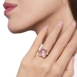 Pasquale Bruni 18k Rose Gold Bon Ton 0.15cttw Diamond and Rose Quartz Ring Size 6.75