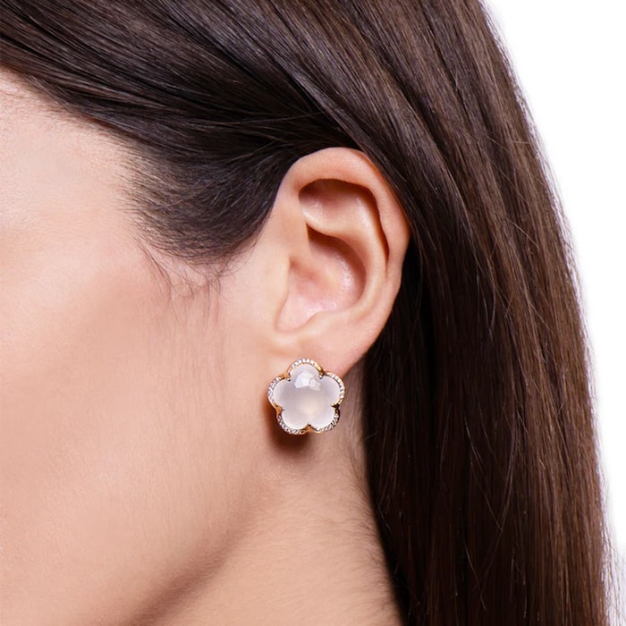 Pasquale Bruni 18k Rose Gold Bon Ton 0.18cttw Diamond and Milky Quartz Earrings
