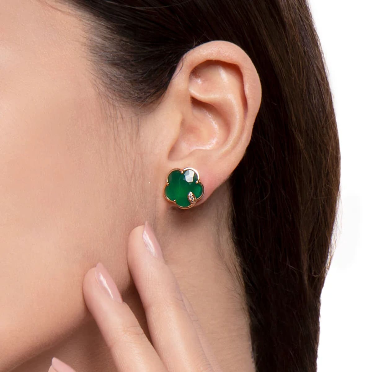 Pasquale Bruni Petit Joli Earrings in 18ct Rose Gold with Green Agate and Diamonds Pasquale Bruni Petit Joli Earrings in 18ct Rose Gold with Green Agate and Diamonds