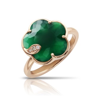 Pasquale Bruni 18k Rose Gold Petit Joli Green Agate and 0.04cttw Diamond Ring - Size 6.75 Pasquale Bruni 18k Rose Gold Petit Joli Green Agate and 0.04cttw Diamond Ring - Size 6.75
