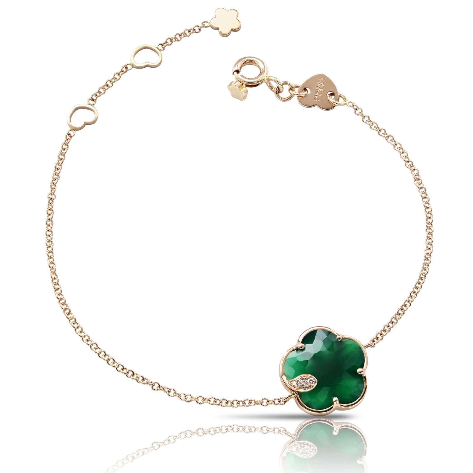 Petit Joli Bracelet in 18ct Rose Gold with Green Agate and Diamonds