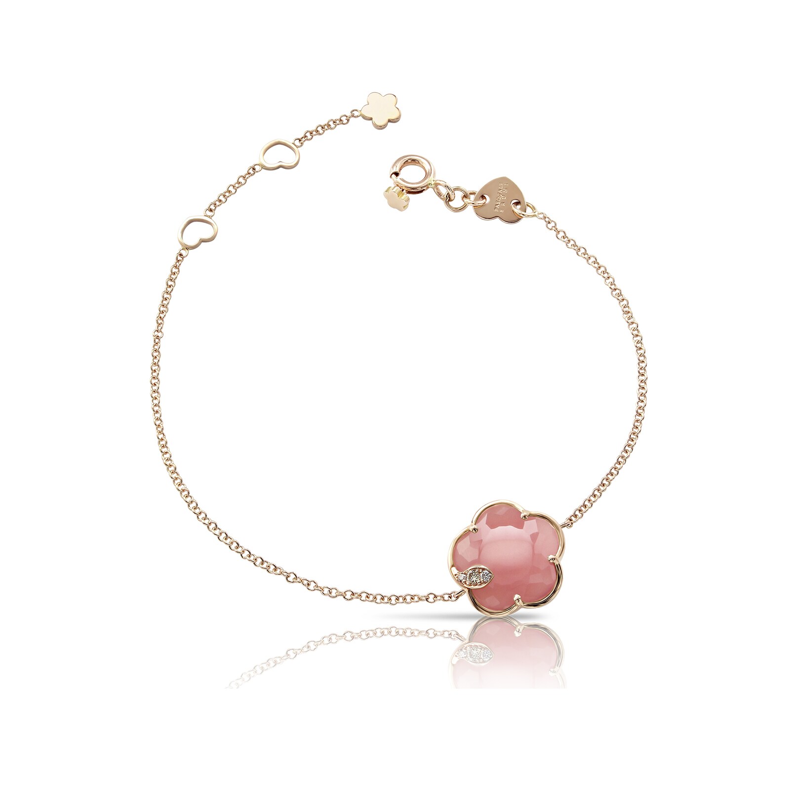 Petit Joli Bracelet in 18ct Rose Gold with Pink Chalcedony and Diamonds
