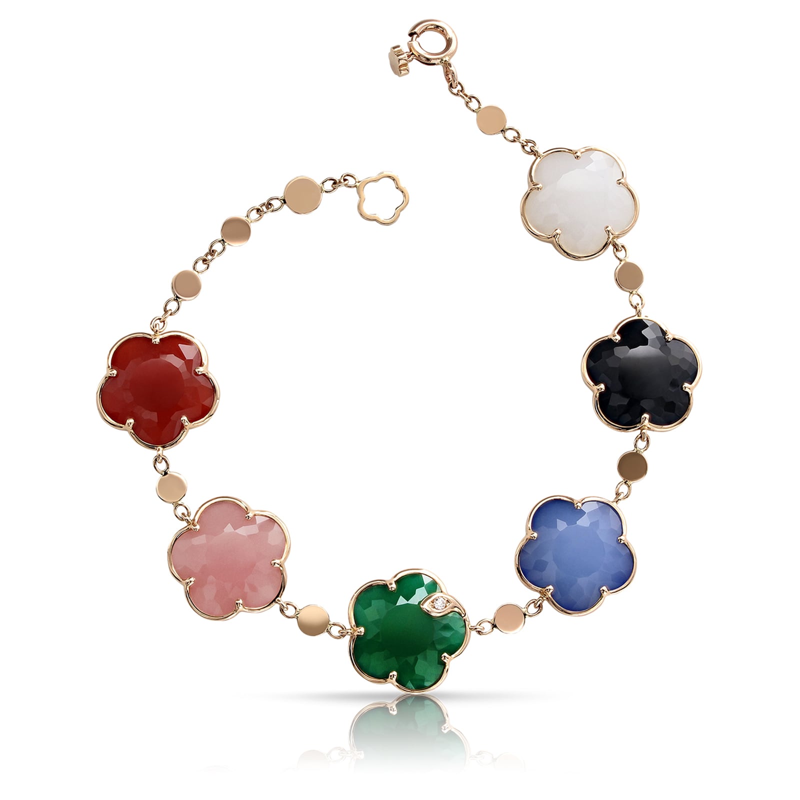 Petit Joli Bracelet in 18ct Rose Gold with Multistones and Diamonds
