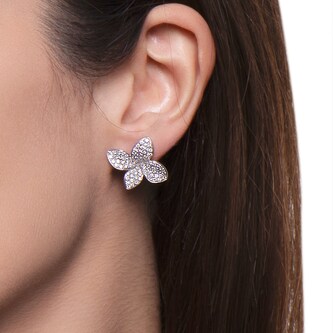 Pasquale Bruni 18k White Gold 1.37cttw Diamond Petit Garden Stud Earrings