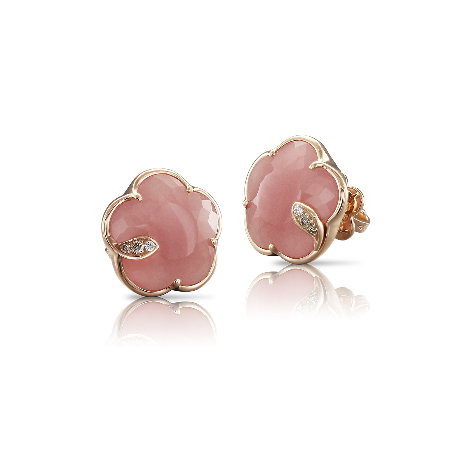 Petit Joli Earrings in 18ct Rose Gold with Pink Chalcedony and Diamonds
