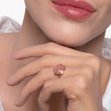 Pasquale Bruni 18k Rose Gold Petit Joli Pink Chalcedony and 0.04cttw Diamond Ring - Size 8.5