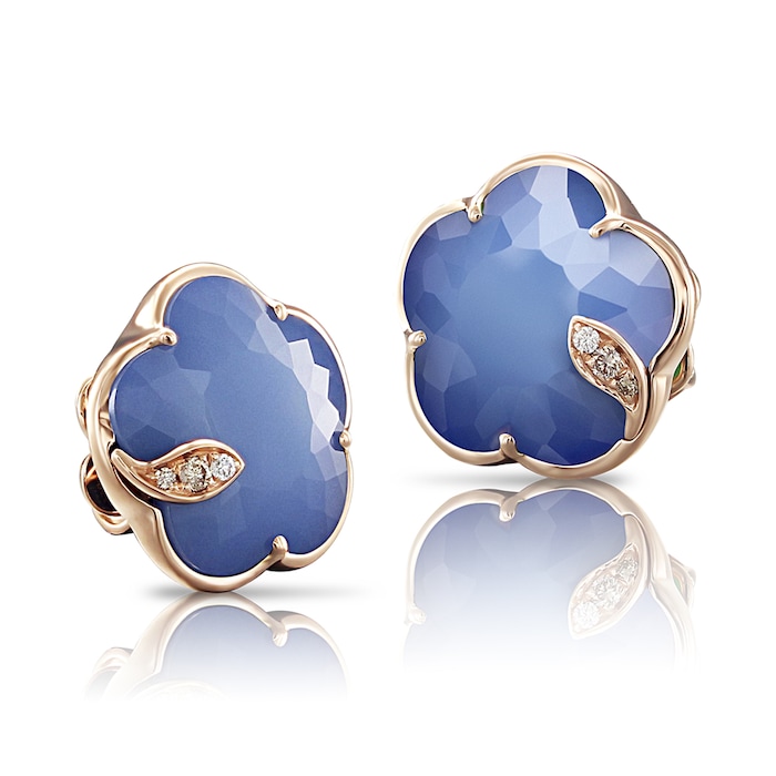 Pasquale Bruni 18k Rose Gold Petit Joli Blue Moon and 0.02cttw Diamond Earrings