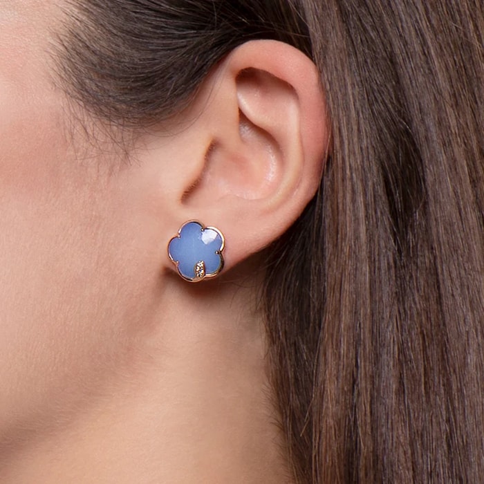 Pasquale Bruni Petit Joli Earrings in 18ct Rose Gold with Blue Moon gem and Diamonds