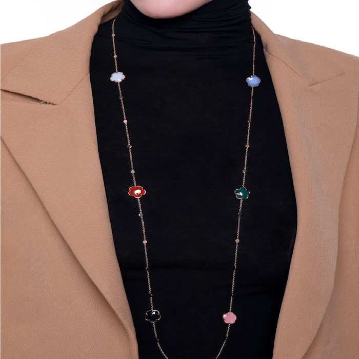 Pasquale Bruni Petit Joli Necklace in 18ct Rose Gold with Multi Stones and Diamonds