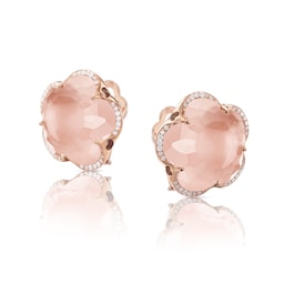 12920528 - Bon Ton Earrings in 18ct Rose Gold with Rose Quartz and Diamonds