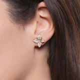 Pasquale Bruni Petit Garden Small Flower Stud Earrings in 18ct Rose Gold with White and Champagne Diamond