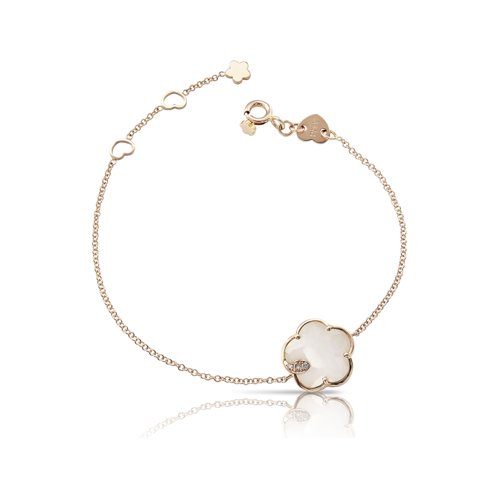 Petit Joli Bracelet in 18ct Rose Gold with White Agate and Diamonds