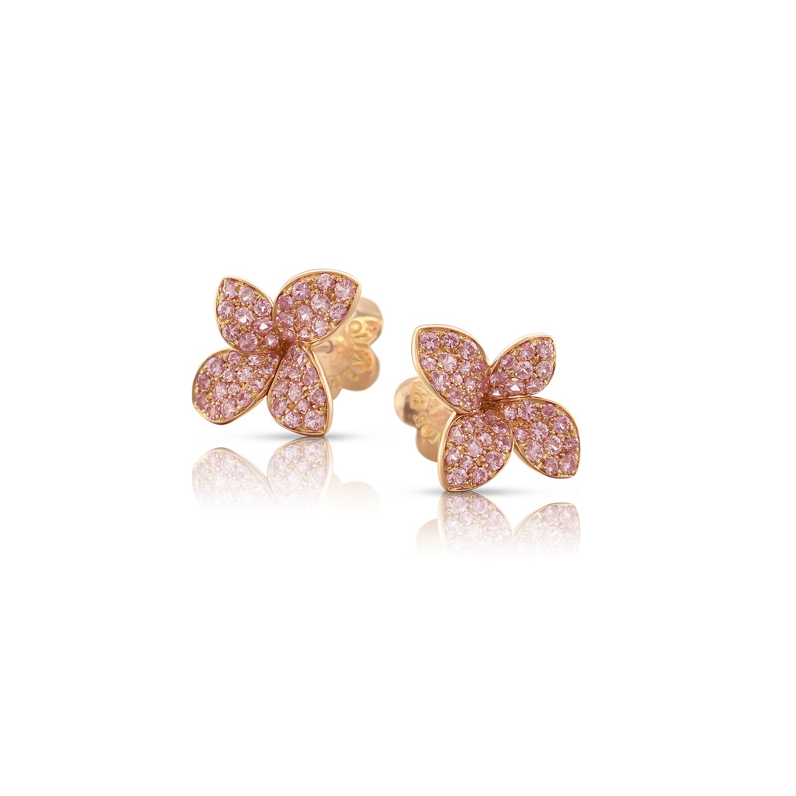 Petit Garden Stud Earrings in 18ct Rose Gold with Pink Sapphires
