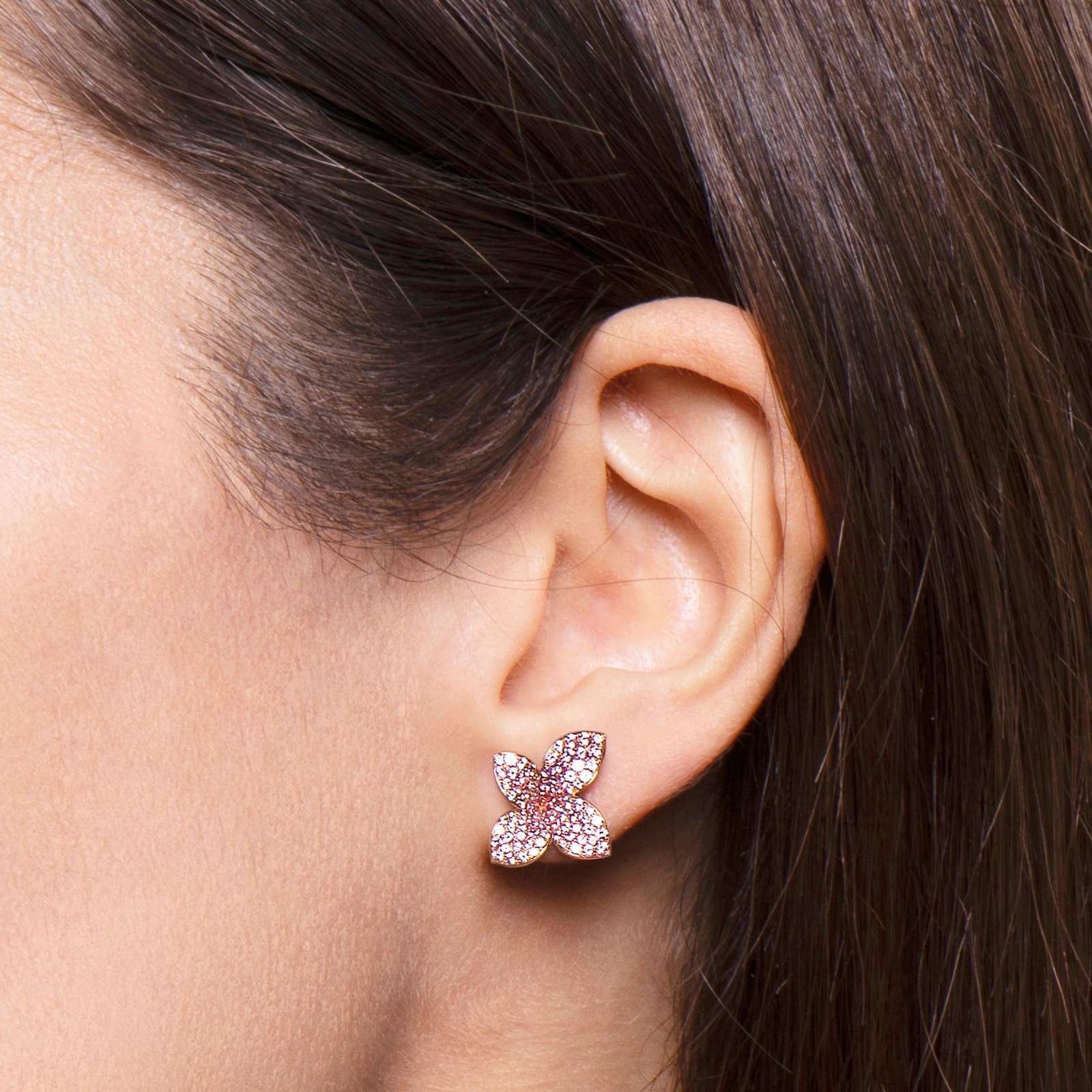 Pasquale Bruni Petit Garden Stud Earrings in 18ct Rose Gold with Pink Sapphires