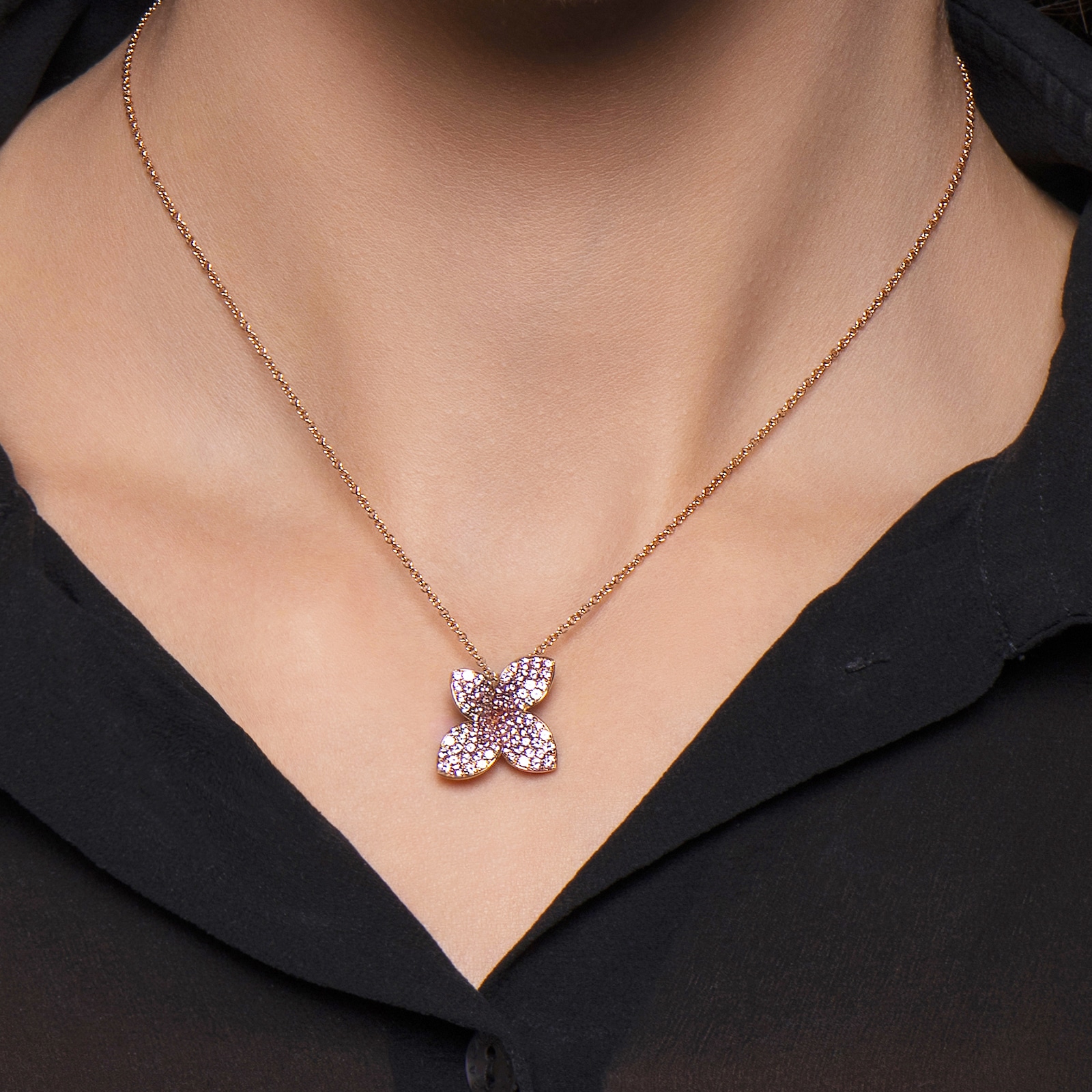 Pasquale Bruni Petit Garden Necklace in 18ct Rose Gold with Pink Sapphires