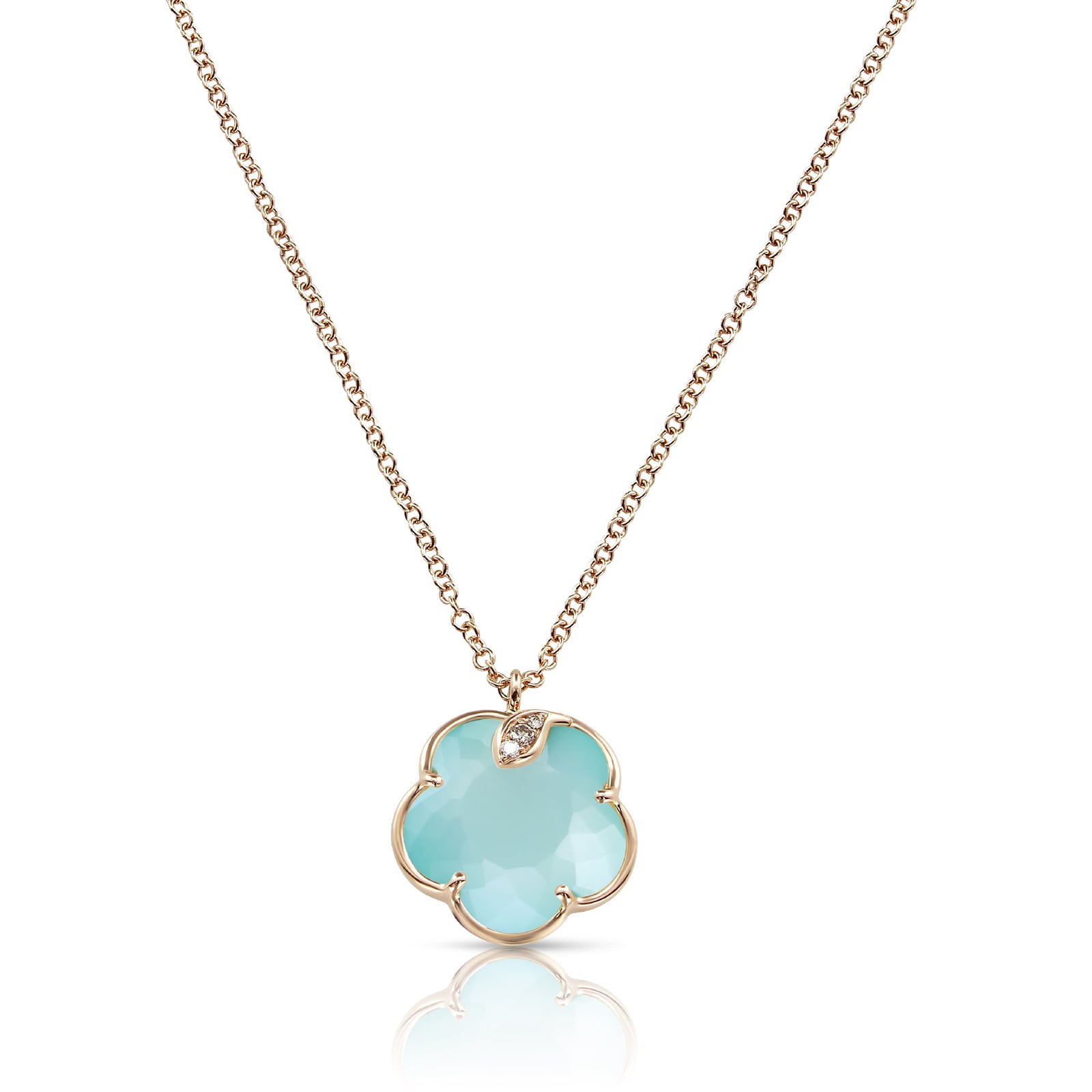 Ton Joli Necklace in 18ct Rose Gold with Sea Moon gem and Diamonds