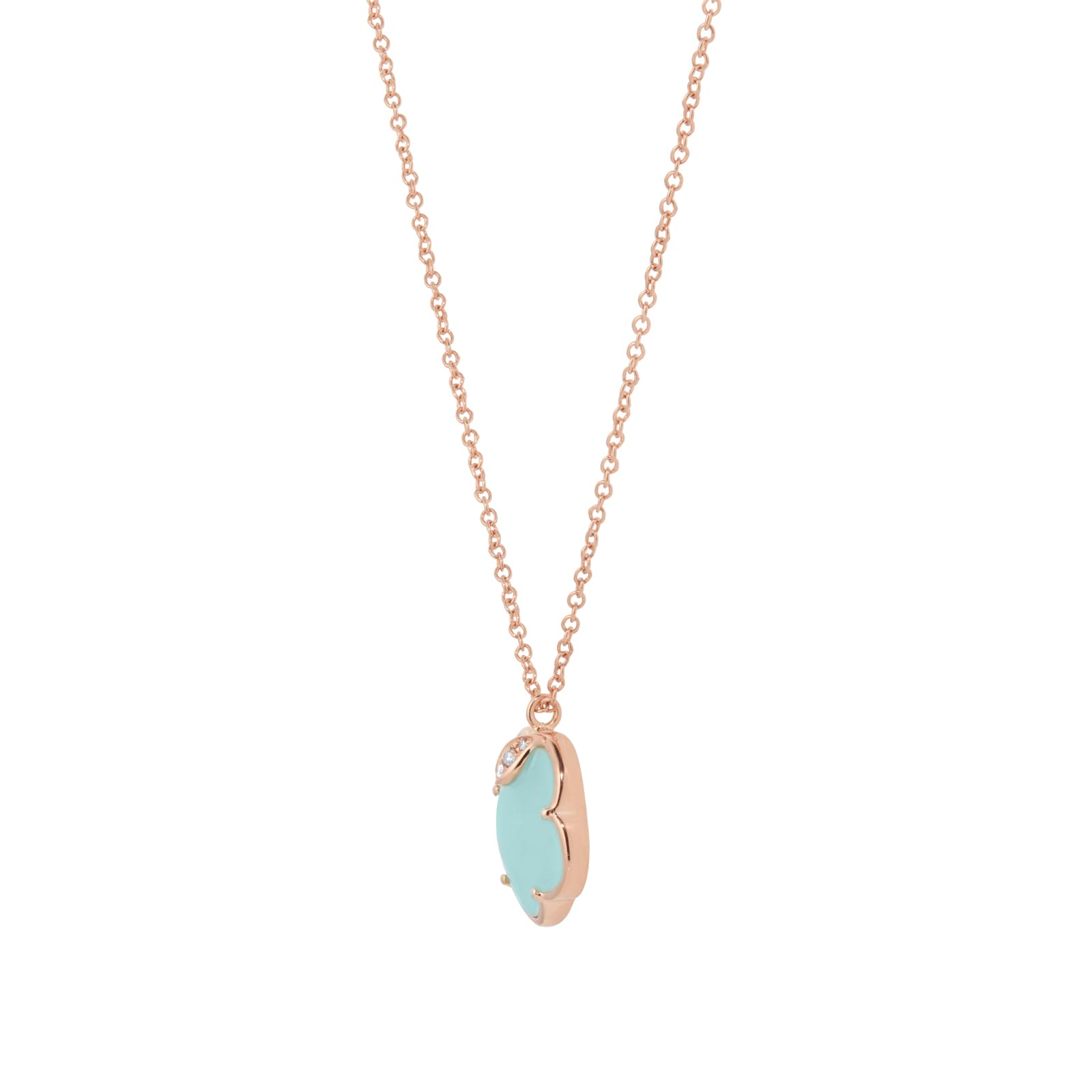 Pasquale Bruni Petit Joli Necklace in 18ct Rose Gold with Sea Moon Gem and Diamonds