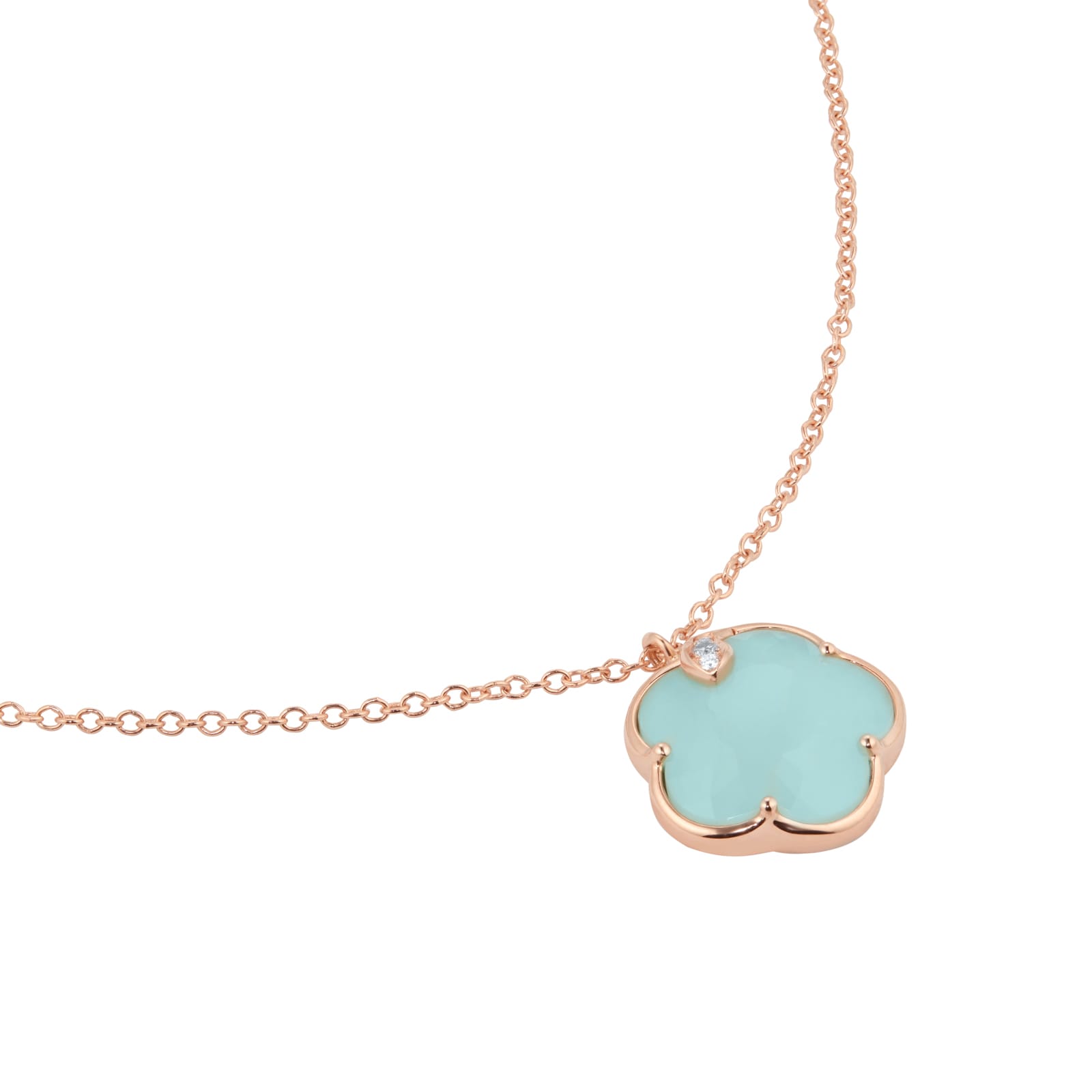 Pasquale Bruni Petit Joli Necklace in 18ct Rose Gold with Sea Moon Gem and Diamonds