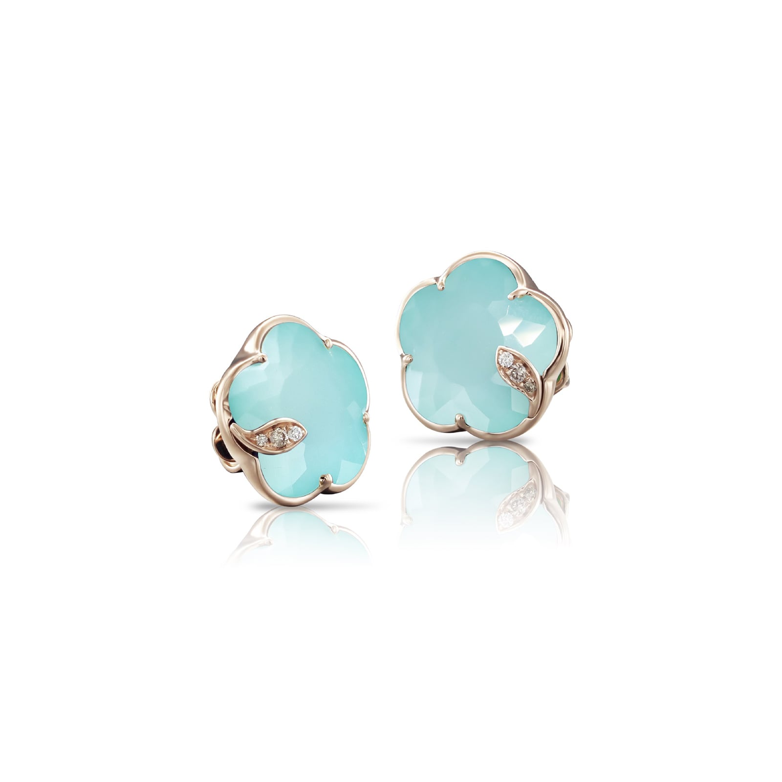 Pasquale Bruni Petit Joli Earrings in 18ct Rose Gold with Sea Moon gem and Diamonds