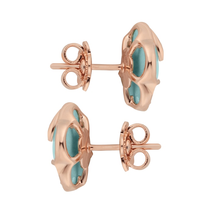 Pasquale Bruni 18k Rose Gold Petit Joli 0.06tw Diamond and Sea Moon Gem Stud Earrings