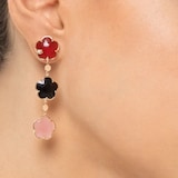 Pasquale Bruni 18k Rose Gold Petite Joli Multi Stone and 0.03cttw Diamond Drop Earrings