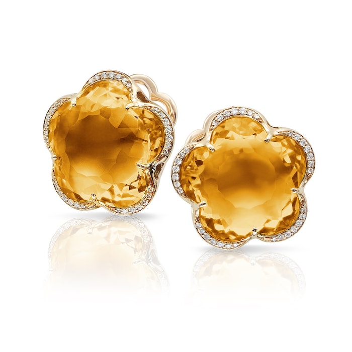 Pasquale Bruni 18k Rose Gold Bon Ton 0.18cttw Diamond and Citrine Stud Earrings