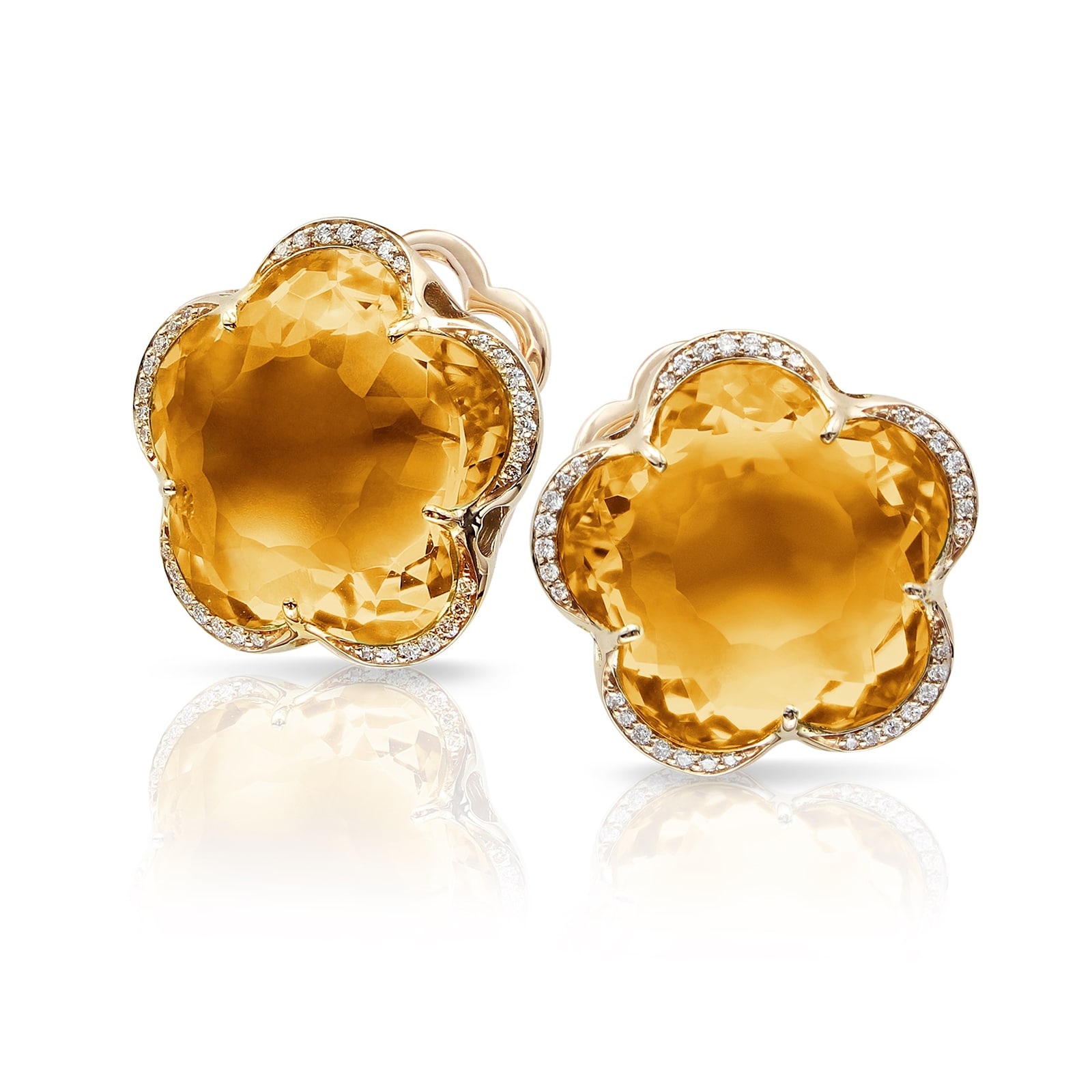 Pasquale Bruni 18k Rose Gold Bon Ton 0.18cttw Diamond and Citrine Stud Earrings