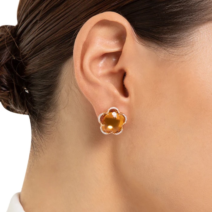 Pasquale Bruni 18k Rose Gold Bon Ton 0.18cttw Diamond and Citrine Stud Earrings