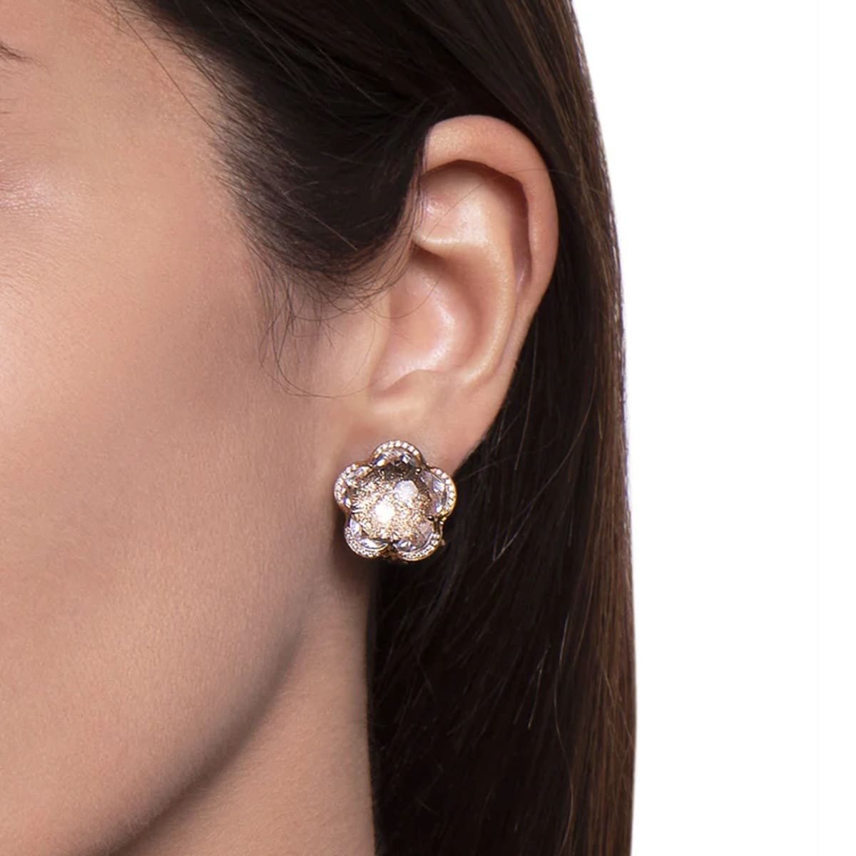 Pasquale Bruni Bon Ton Earrings in 18ct Rose Gold with Rock Crystal and Diamonds Pasquale Bruni Bon Ton Earrings in 18ct Rose Gold with Rock Crystal and Diamonds