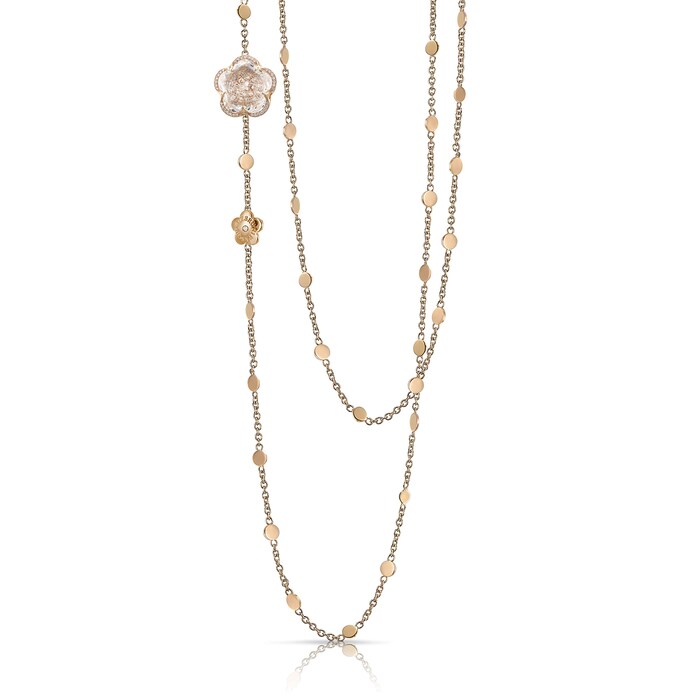 Pasquale Bruni 18k Rose Gold Bon Ton 0.33cttw Diamond and Rock Crystal Necklace 101.5cm