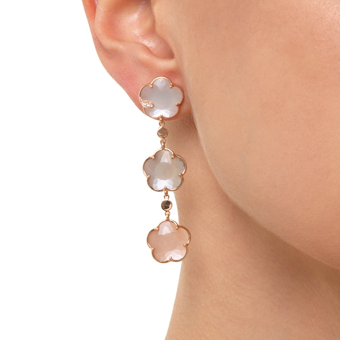 Pasquale Bruni 18ct Rose Gold 0.06cttw Diamond and 22.32cttw Moonstone Bouquet Lunaire Earrings