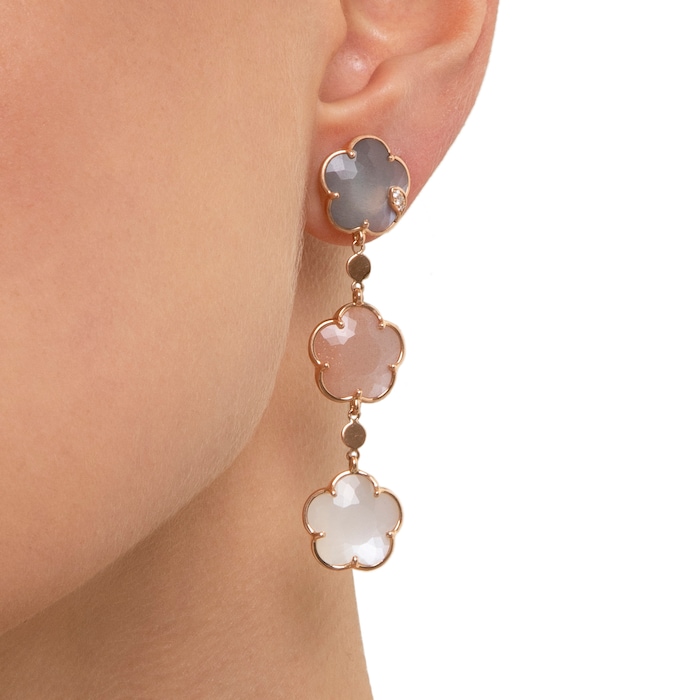 Pasquale Bruni 18ct Rose Gold 0.06cttw Diamond and 22.32cttw Moonstone Bouquet Lunaire Earrings